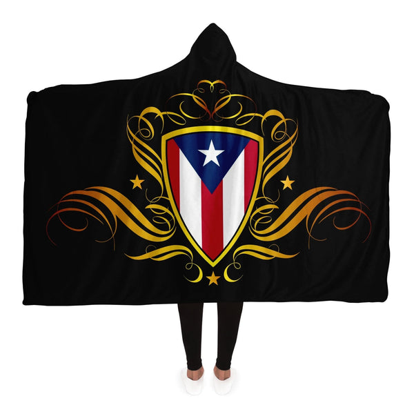 Modern Puerto Rican Crest Hooded Blanket